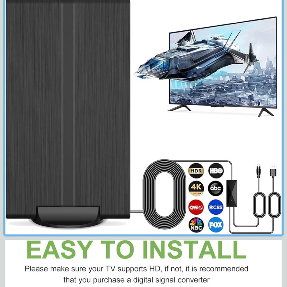 Black 4K HD TV Antenna